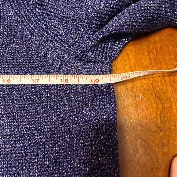 Chicos Women Size 2/L Long Sleeve Purple Metallic Knit Asymmetrical Sweater Top - Picture 11 of 15